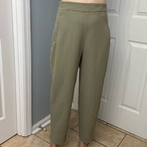 Zara Trousers Pants Olive Green Straight Ribbed Work Minimalist Size Large